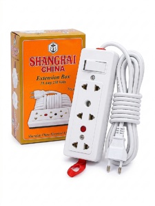 Shanghai China Heavy Duty Extension Board with 10ft Long Wire – Multi-Socket Power Strip with Switch & Indicator – Electrical Extension Box for Home & Office - extension- extension board