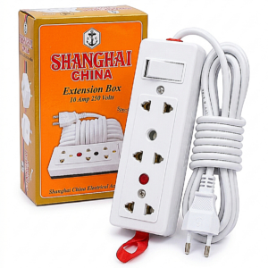 Shanghai China Heavy Duty Extension Board with 10ft Long Wire – Multi-Socket Power Strip with Switch & Indicator – Electrical Extension Box for Home & Office - extension- extension board