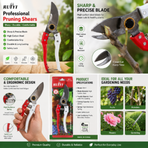 Professional Garden Pruning Shears - Heavy Duty Gardening Scissors for Plants, Flowers, and Tree Trimming best quality heavy duty