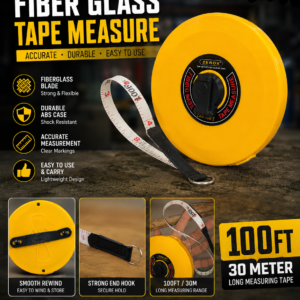 ZeroX 30m/100ft Fiberglass Measuring Tape - Heavy Duty Tape Measure for Construction & Carpentry best quality